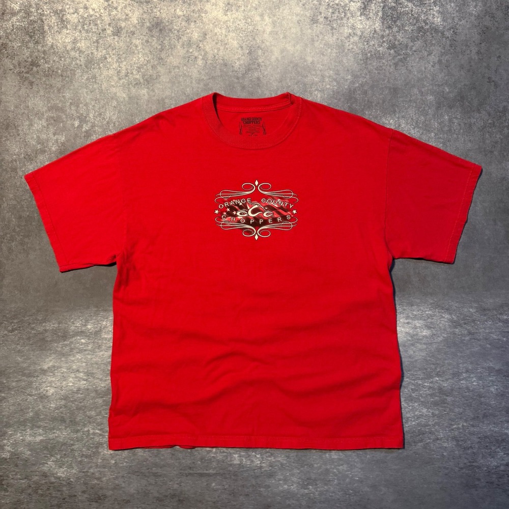 Y2K Orange County Choppers Shirt Mens XL Red OCC Sword Eagle Bulldog Graphic Tee